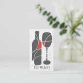 Bouteille de vin et carte de visite en verre (Debout devant)