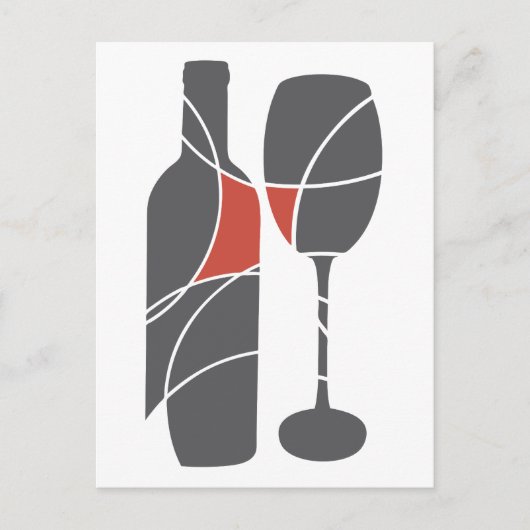 Bouteille de vin et carte postale en verre (Devant)