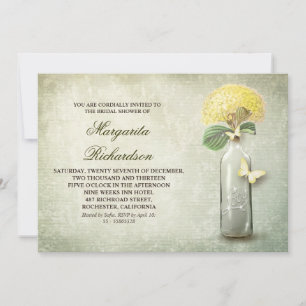 Bouteille de vin et fleurs jaunes invitations de d