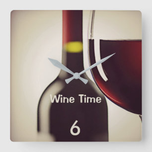 Bouteille de vin et verre Design Horloge murale