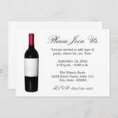 Bouteille de vin (Étiquette blanc) Invitations (Devant / Derrière)