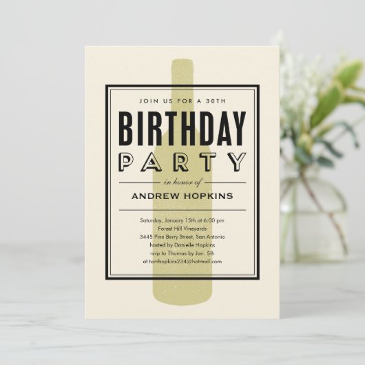 Bouteille de vin Invitations d'anniversaire (Debout devant)