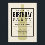 Bouteille de vin Invitations d'anniversaire<br><div class="desc">Invitations d'anniversaire de vin avec un design art déco moderne et un thème de bouteille de vin. Modifiez le libellé personnalisé pour répondre aux besoins de votre parti.</div>