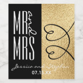 Bouteille de vin mariage Étiquette Or et coeurs él (Étiquettes simples)