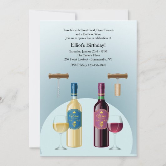 Bouteille de vin rouge et blanc Invitation (Devant)