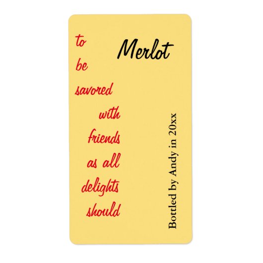 bouteille de vin script bouteille de vin étiquette (Devant)