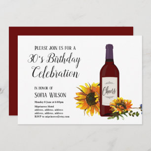 bouteille de vin tournesol invitation