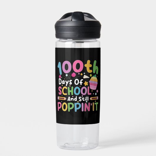 Bouteille D'eau 100 jours d'école et fille toujours branchée (Extérieur)