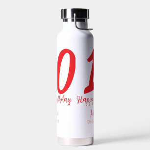 Bouteille D'eau 10e anniversaire ajouter nom date année rouge modè