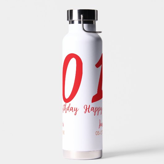 Bouteille D'eau 10e anniversaire ajouter nom date année rouge modè (Gauche)