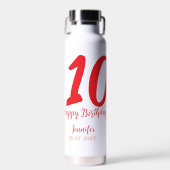 Bouteille D'eau 10e anniversaire ajouter nom date année rouge modè (Avant)