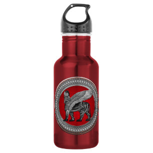 Bouteille D'eau [300] Lion ailé assyrien : Argent et Lamassu noir