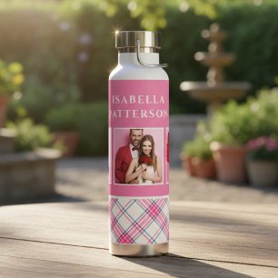 Bouteille D'eau 3 Photo Pré élégant Plaid Rose Moderne Féminin Nom
