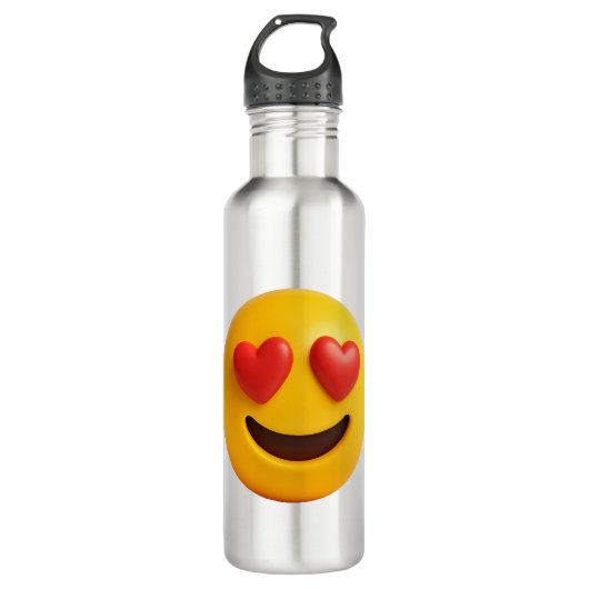 Bouteille D'eau 3d yellow smiling emoji face with heart shaped eye (Devant)