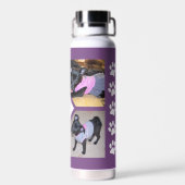 Bouteille D'eau 4 Collage photo | Chien Pawprints initial violet (Arrière)