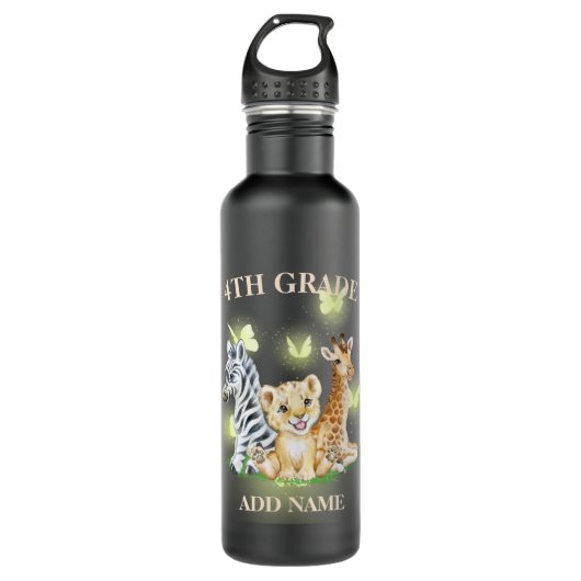 Bouteille D'eau 4e année Squad Neon zoo sauvage Retour à l'école (Devant)