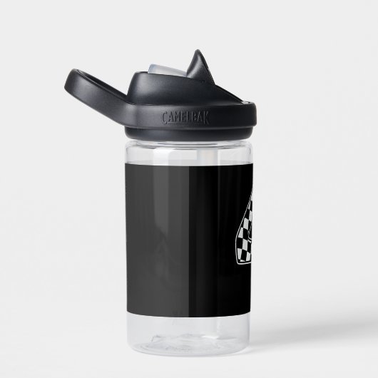 Bouteille D'eau 4e anniversaire À damiers numéro 4 Voiture Racing (Arrière Complet)