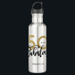 Bouteille D'eau 50 ans et fabuleux<br><div class="desc">Célébrez votre anniversaire spécial avec style avec cet effet noir et or 50 et une fabuleuse tasse d'anniversaire. Partie d'une collection.</div>