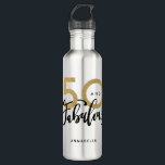 Bouteille D'eau 50 ans et fabuleux<br><div class="desc">Célébrez votre anniversaire spécial avec style avec cet effet noir et or 50 et une fabuleuse tasse d'anniversaire. Partie d'une collection.</div>