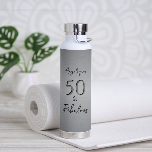 Bouteille D'eau 50 & Fabuleux Black Script Faux Silver Foil (Yoga)