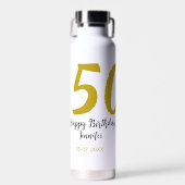 Bouteille D'eau 50e anniversaire ajouter nom date année noire modè (Avant)