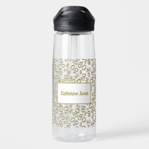 Bouteille D'eau 80e anniversaire Gold & White Random Number Motif