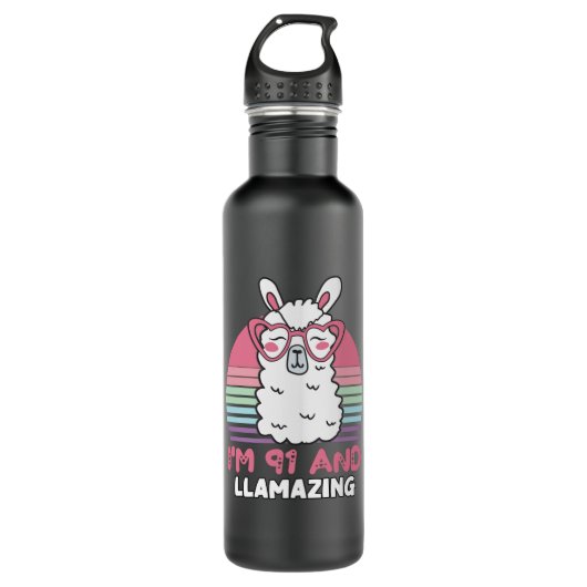 Bouteille D'eau 91e anniversaire Llamazing Llama 91 ans Anniversai (Devant)