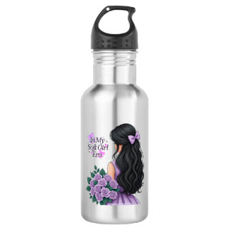 Bouteille D'eau À mon ère de fille douce Fleurs lavande violettes