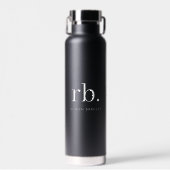 Bouteille d'eau à monogramme noir | Flasque isolé (Avant)
