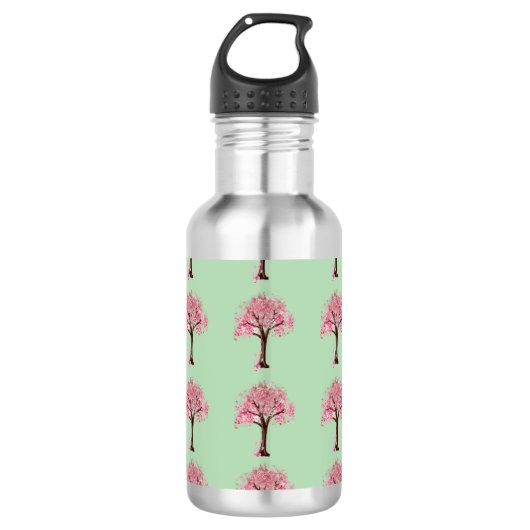 Bouteille d'eau à motif d'arbres roses (Devant)