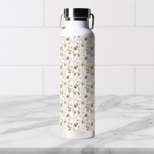 Bouteille d'eau à motif de fleur sauvage aquarelle