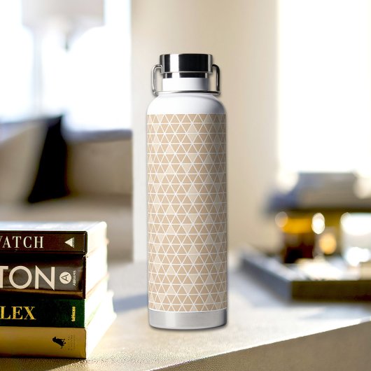 Bouteille d'eau à motif Triangles Beige
