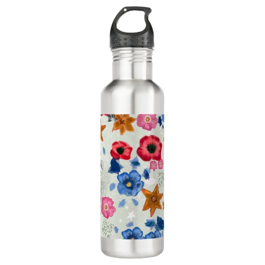Bouteille d'eau à motifs floraux (Devant)