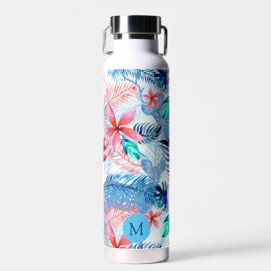 Bouteille D'eau Abstrait joli floral et l'art des cerfs Monogramme