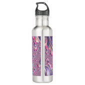 Bouteille D'eau Abstrait rose pourpre spirale fractale (Dos)