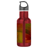 Bouteille D'eau Abstrait Rouge Orange Brown Vert Fractal Art Flowe (Dos)