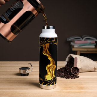 Bouteille D'eau Achempong Opulent Swirl Liquid Gold Black Monochro