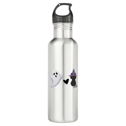 Bouteille D'eau Adorable Halloween Duo Friendly Ghost et Black Ca (Devant)