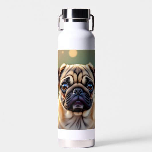 Bouteille D'eau Adorable Pug Close up | Cute Dog Personalized (Avant)