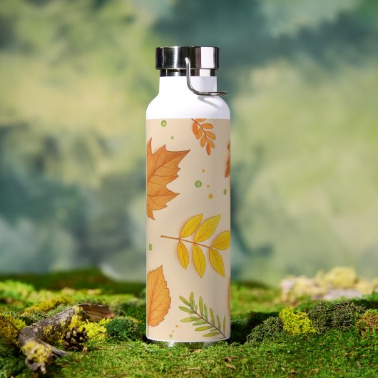 Bouteille D'eau "Aesthetic Autumn Leaves Pattern Water Bottle"  (Extérieur (pivotée))