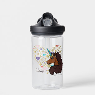 Bouteille D'eau Afro Unicorn Design cardiaque unique