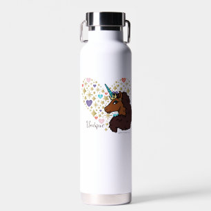 Bouteille D'eau Afro Unicorn Design cardiaque unique
