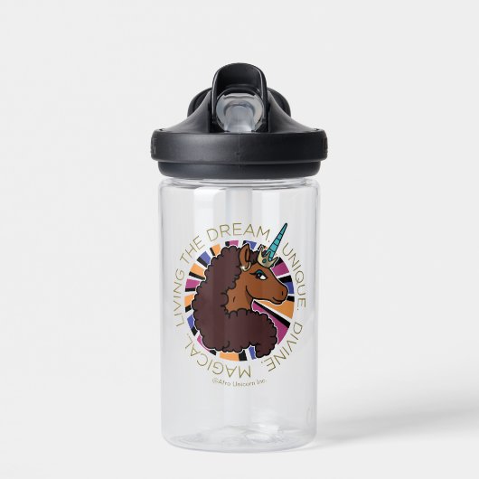 Bouteille D'eau Afro Unicorn Living the Dream Design (Avant)