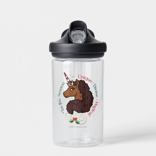 Bouteille D'eau Afro Unicorn 'Tis Season Holiday Unicorn (Avant)