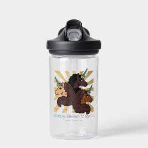 Bouteille D'eau Afro Unicorn Trio : Unique, Divine et Magique