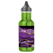 Bouteille D'eau Agate Violet Violet Or Glitter Geode Nom Personnal (Gauche)