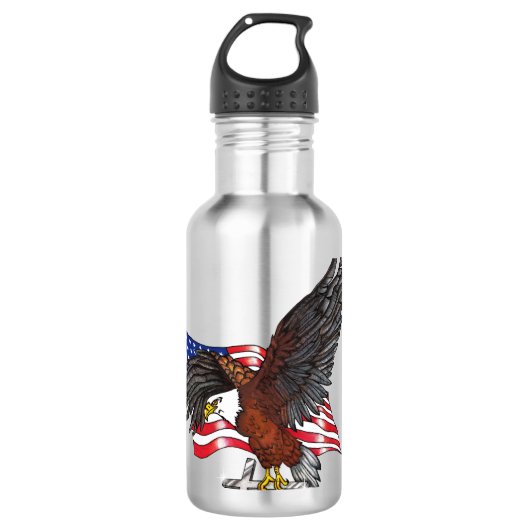 Bouteille D'eau Aigle américain avec croix (Devant)