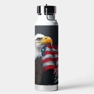 Bouteille D'eau Aigle chauve avec drapeau américain Art du 4 juill