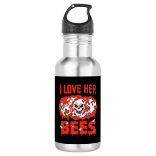 Bouteille D'eau Aime ses abeilles crâne chauve-souris fantôme sang