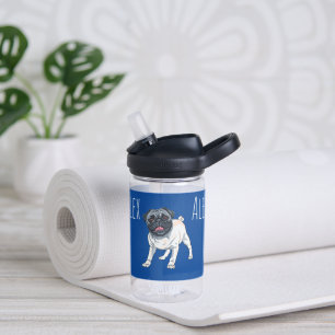 Bouteille D'eau Aimer le Carlin Blue Nom personnalisé